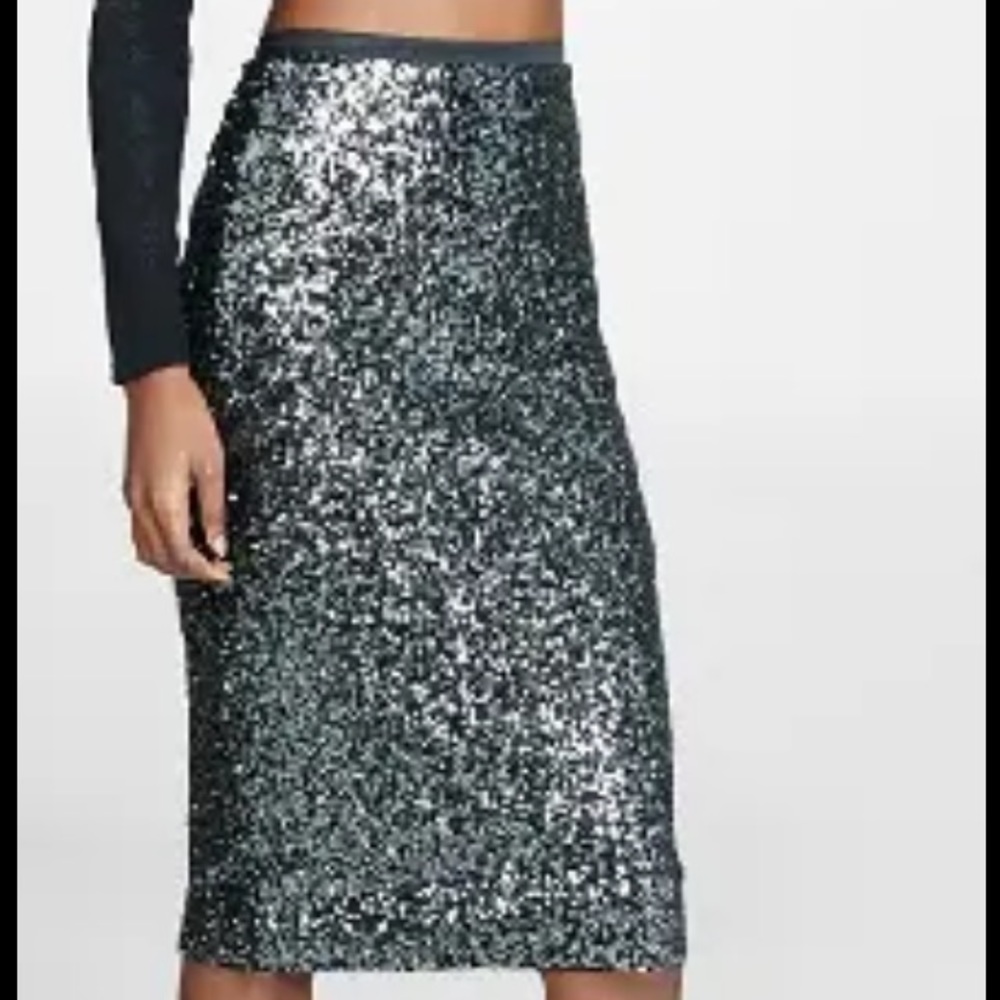 Express Sequin Pencil Skirt